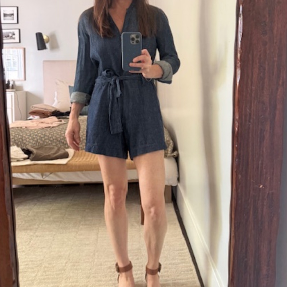 Rivet Utility Hemp/Denim Short Belted Jumpsuit